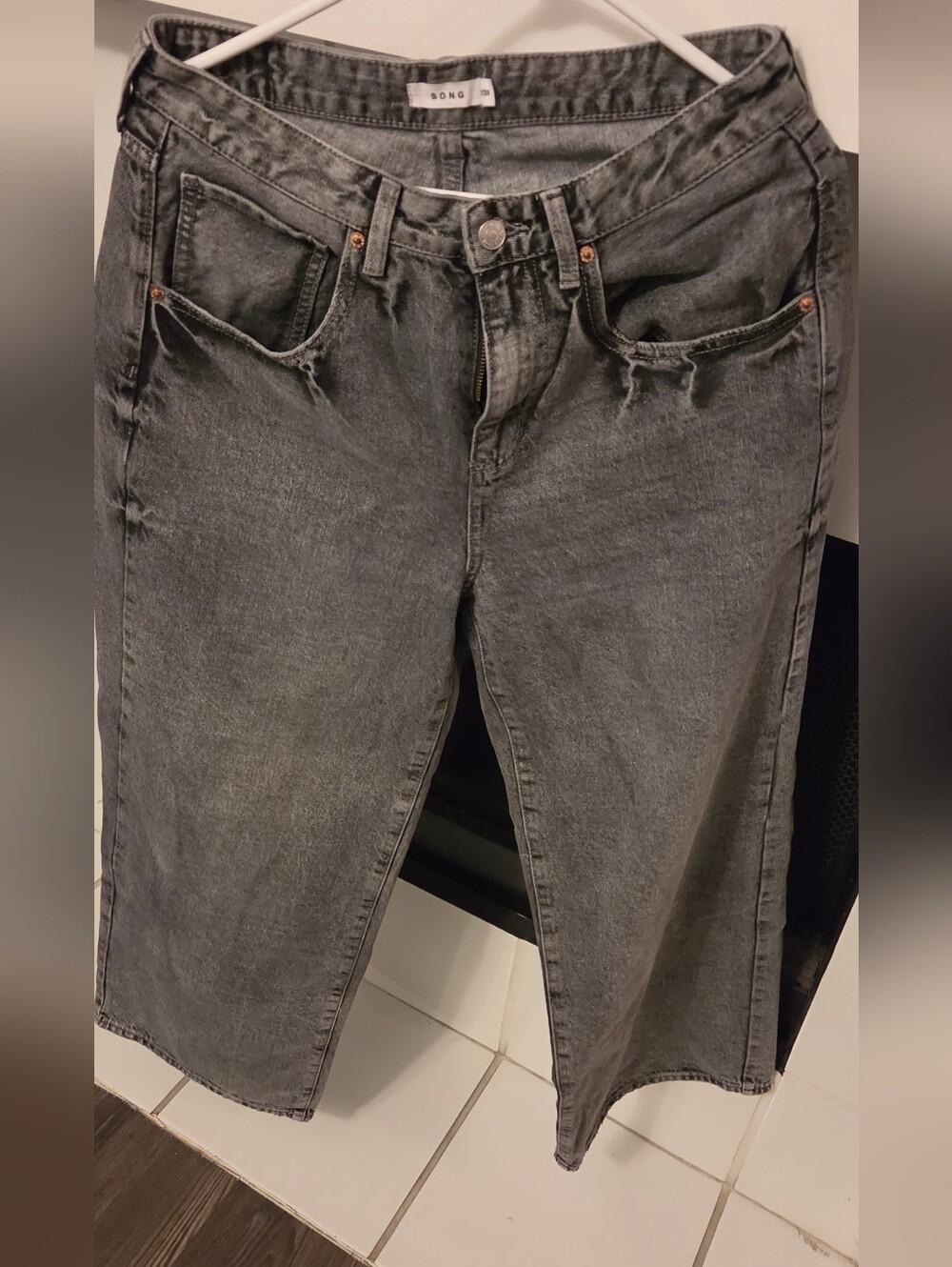 S.O.N.G Washed Black Straight-Leg Jeans